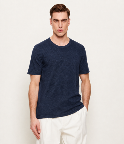 SAND Copenhagen | Le T-shirt en maille de Lin - Marine