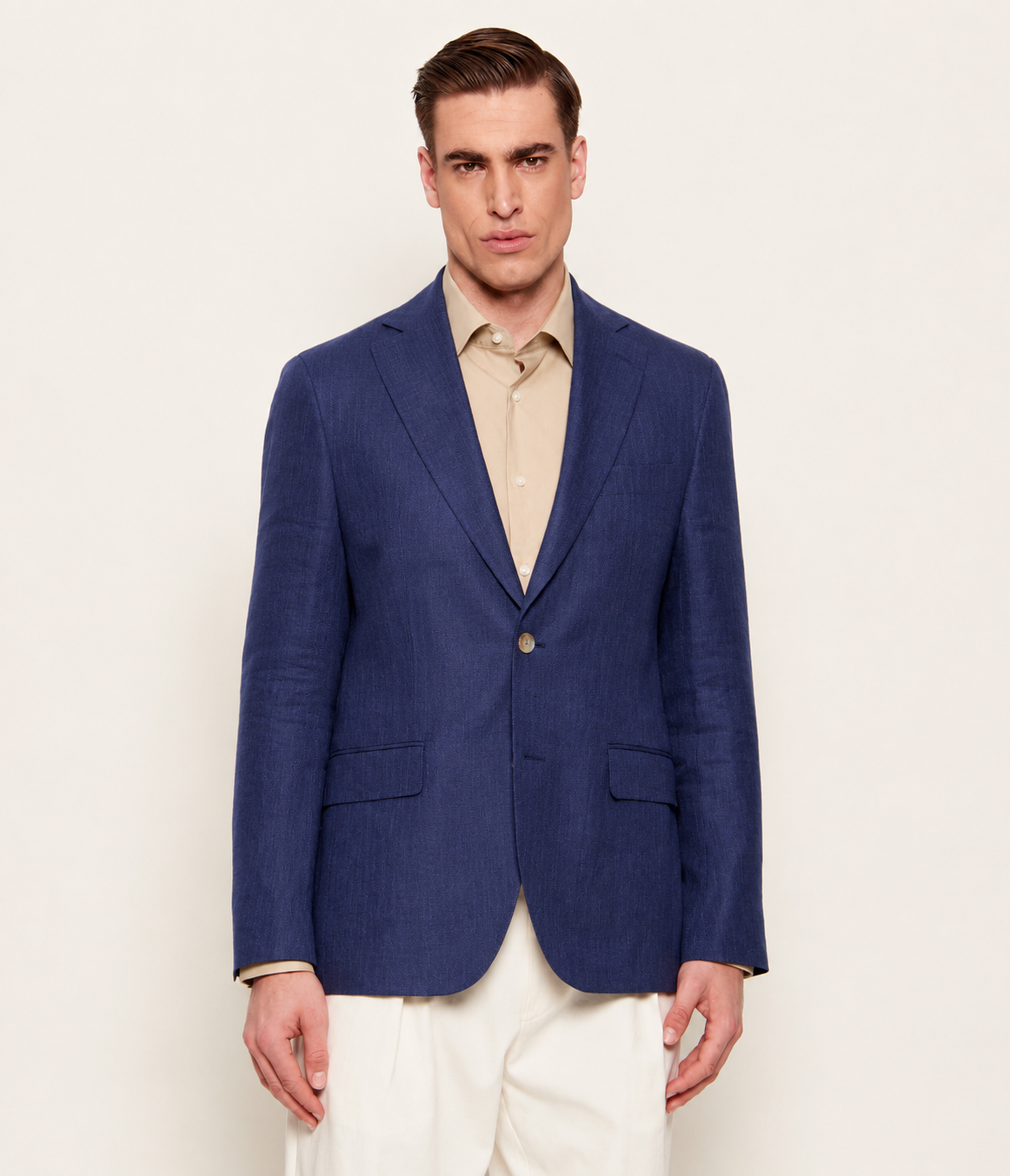SAND Copenhagen | Le blazer en lin à motif chevrons ''Star Napoli'' - Bleu