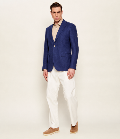 SAND Copenhagen | Le blazer en lin à motif chevrons ''Star Napoli'' - Bleu