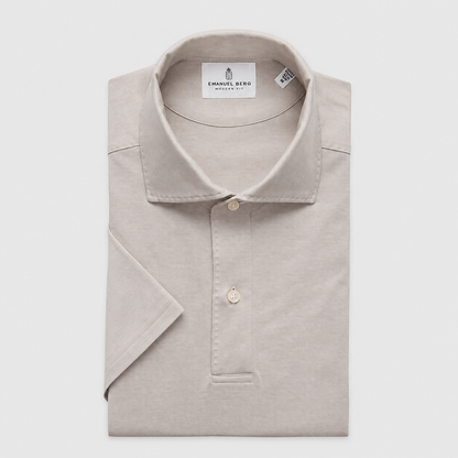 EMANUEL BERG |  Le polo en maille jacquard texturée - Beige