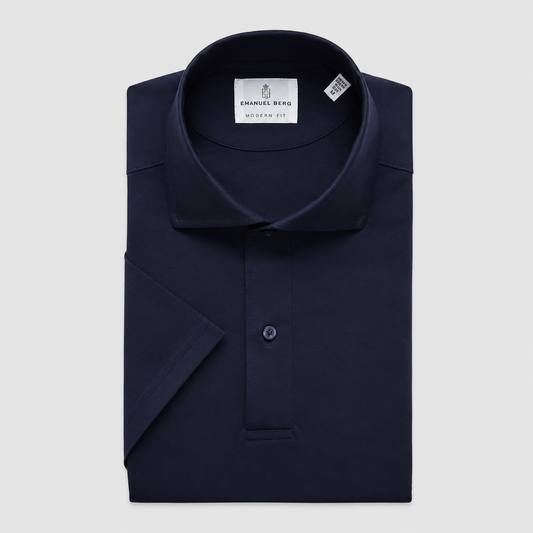 EMANUEL BERG |  Le polo en maille jacquard texturée - marine