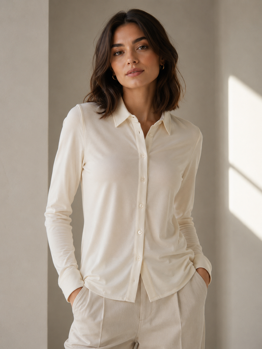 CIRCOLO 1901 |  Chemise Jersey 'Regular Fit'|  Crème