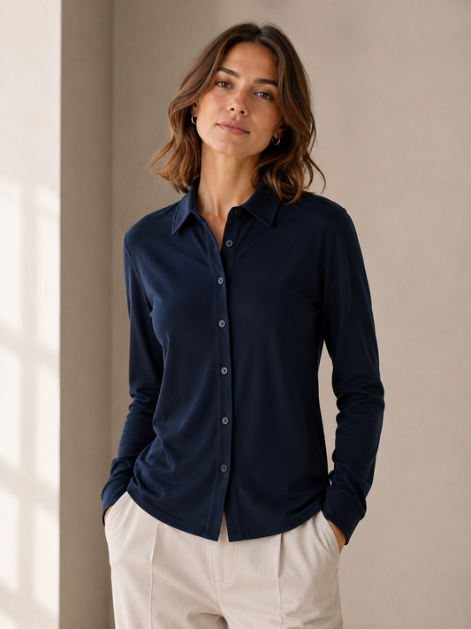 CIRCOLO 1901 |  Chemise Jersey 'Regular Fit'|  Marine