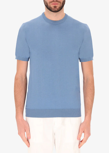 Distretto12 |T-shirt en crêpe de coton -bleu ciel