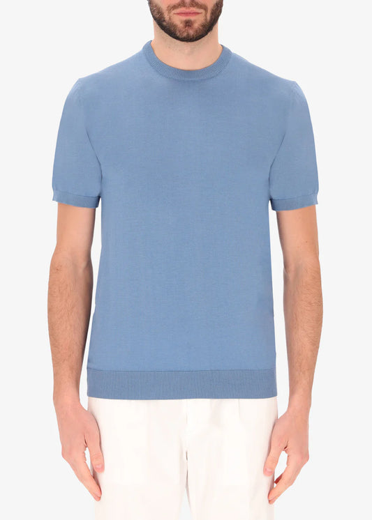 Distretto12 |T-shirt en crêpe de coton -bleu ciel