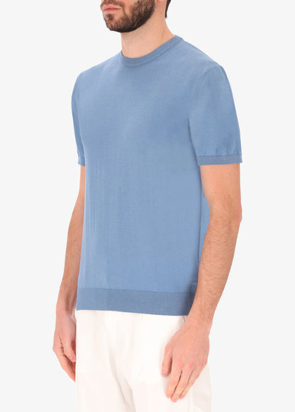 Distretto12 |T-shirt en crêpe de coton -bleu ciel