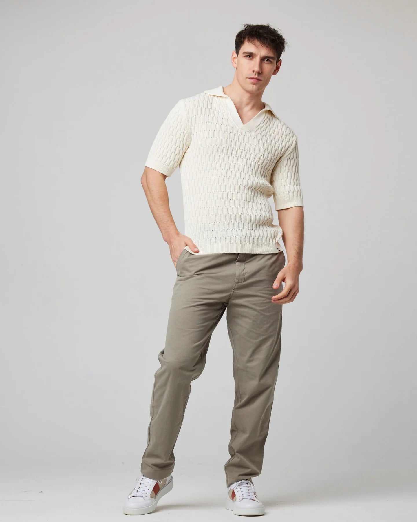 Peregrine |  Le polo en maille texturée ''Cove'' - Blanc