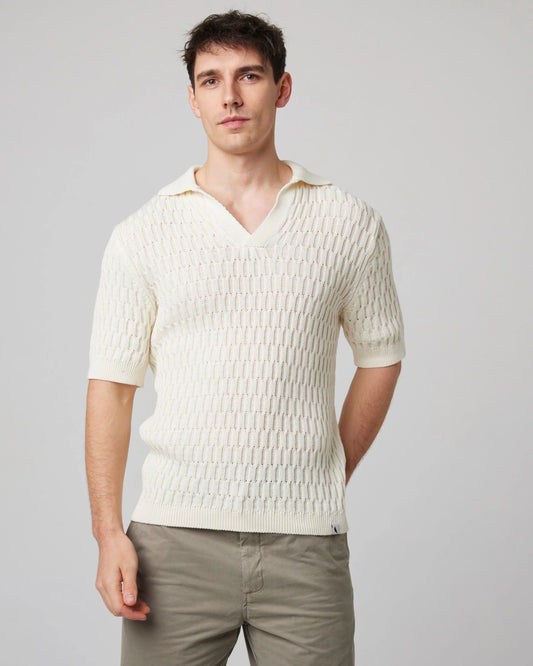 Peregrine |  Le polo en maille texturée ''Cove'' - Blanc