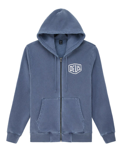 Deus Ex Machina | Le sweat à capuche zippé ''Shield Garment'' - Bleu