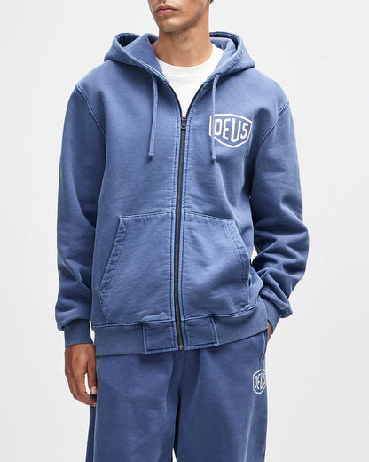 Deus Ex Machina | Le sweat à capuche zippé ''Shield Garment'' - Bleu
