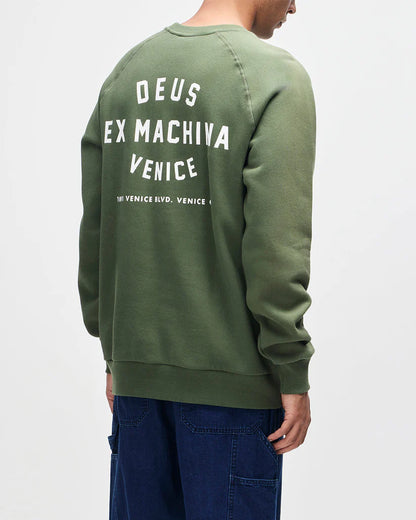 Deus Ex Machina | Sweat-shirt col rond  "Venice Address" - Vert pin