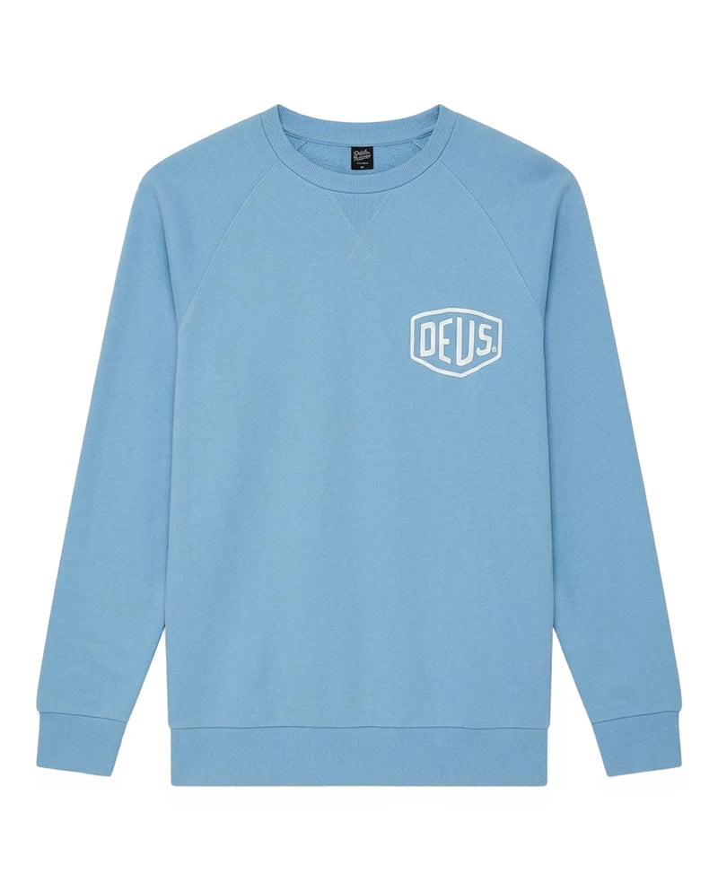 Deus Ex Machina | Sweat-shirt col rond  "Biarritz Address" - Bleu Bonnie