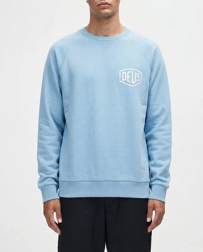 Deus Ex Machina | Sweat-shirt col rond  "Biarritz Address" - Bleu Bonnie