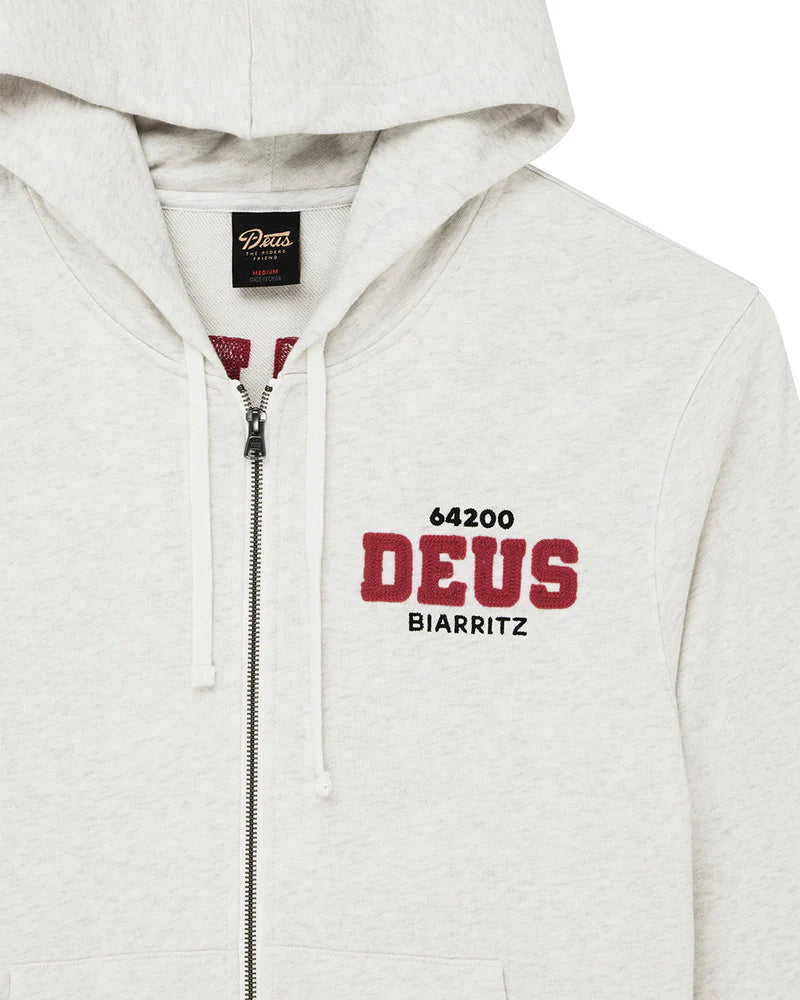 Deus Ex Machina | Le sweat à capuche zippé ''Buck up'' - Gris clair