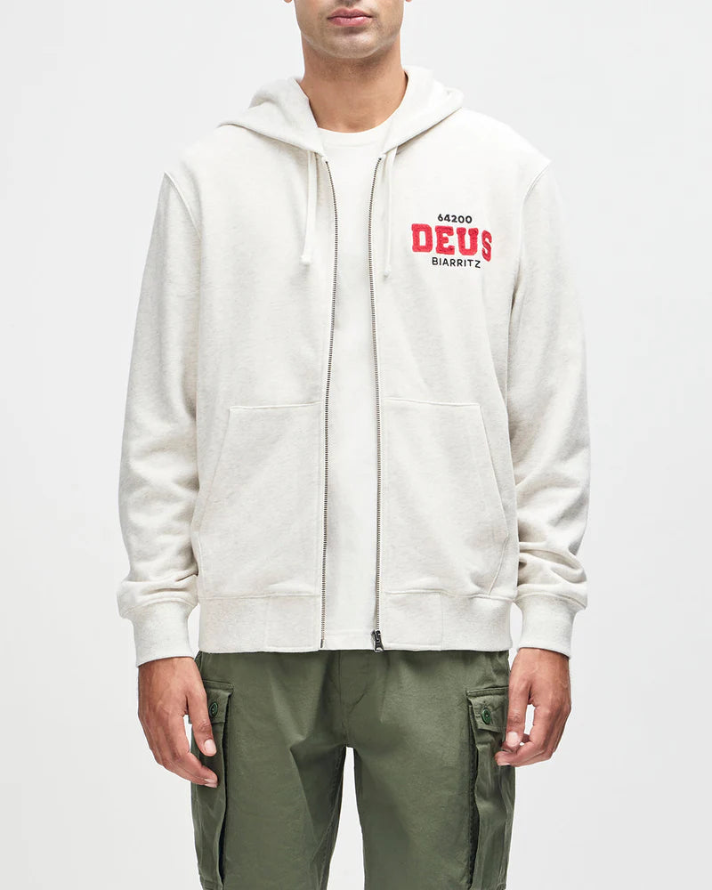 Deus Ex Machina | Le sweat à capuche zippé ''Buck up'' - Gris clair