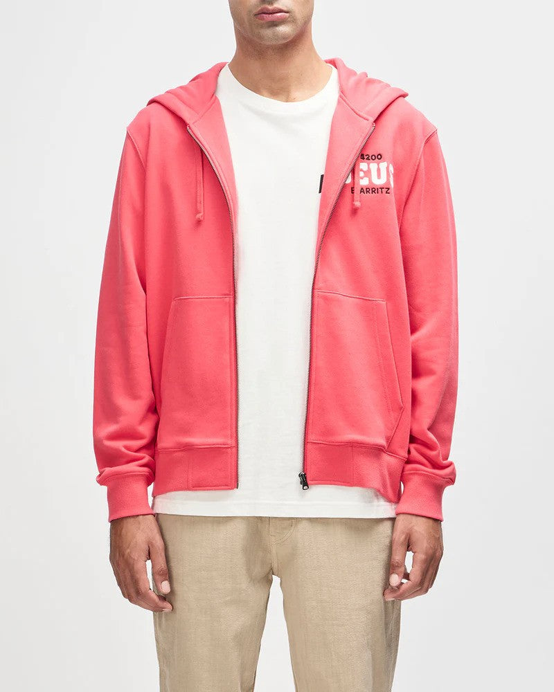 Deus Ex Machina | Le sweat à capuche zippé ''Buck up'' - Rouge melon