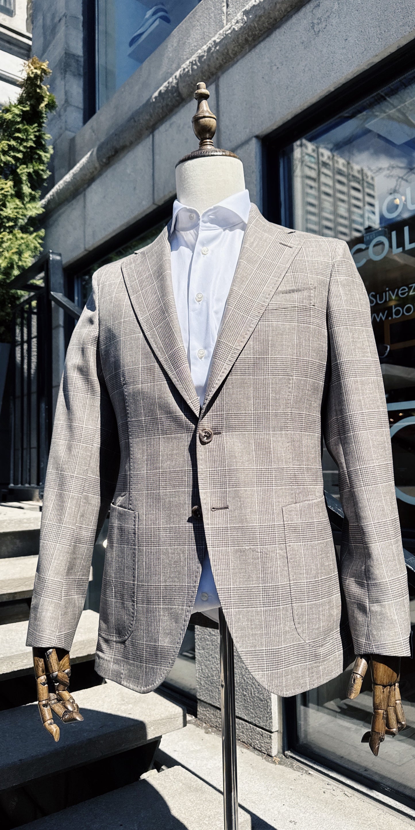 Tombolini | Veston à carreaux en laine vierge - Beige