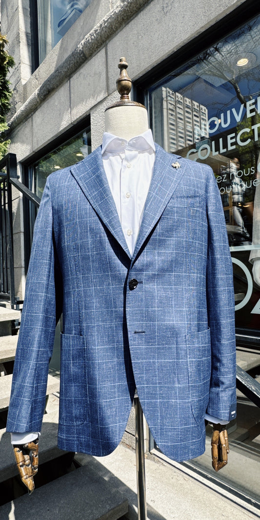 Tombolini | Veston à carreaux en laine vierge - Bleu