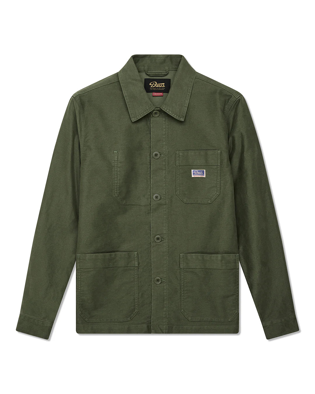 Deus Ex Machina | Veste chemise en satin de coton ''Chore'' - Vert cyprès