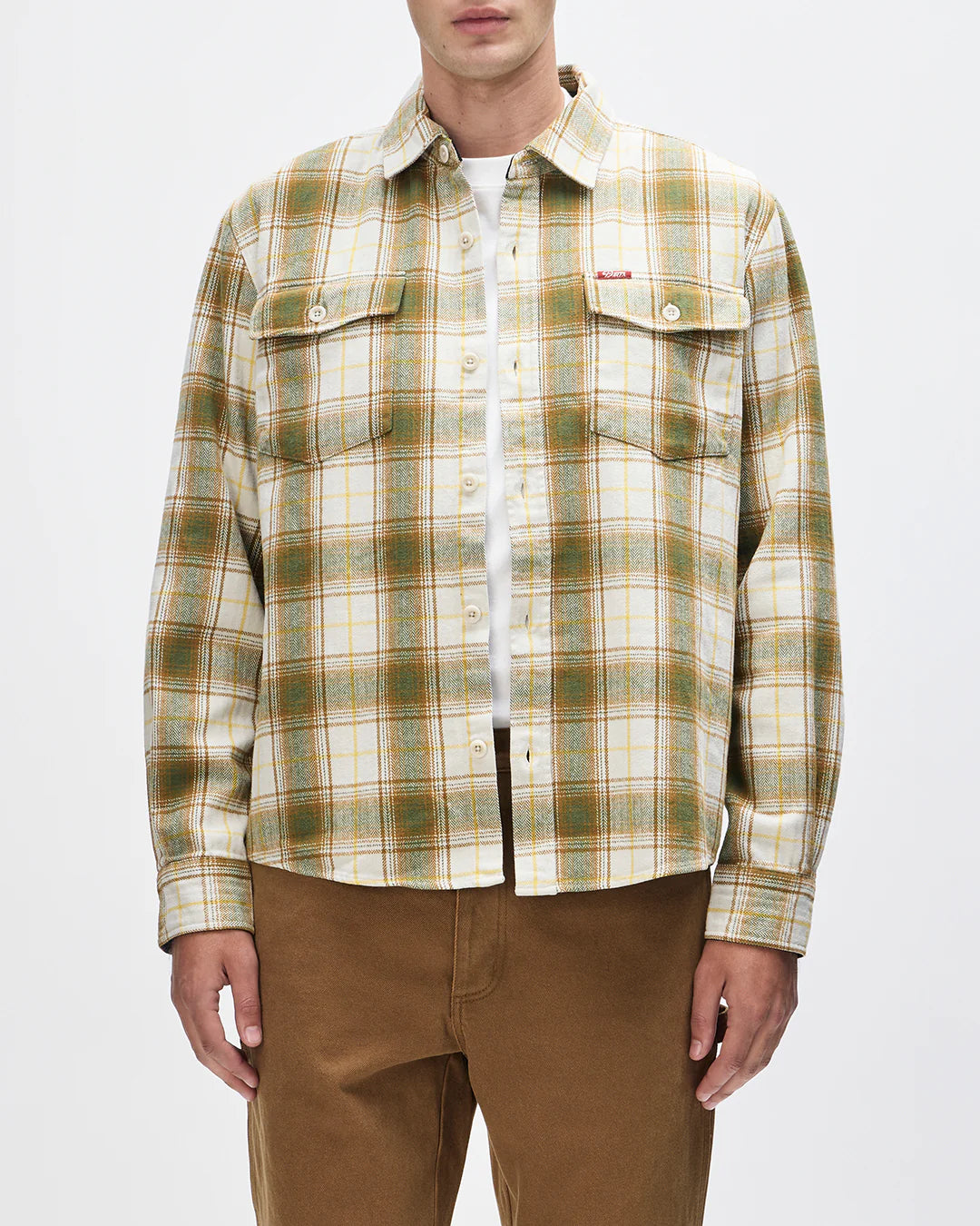 Deus Ex Machina | Chemise à carreaux en flanelle de coton ''Jermaine'' - Blanc sale