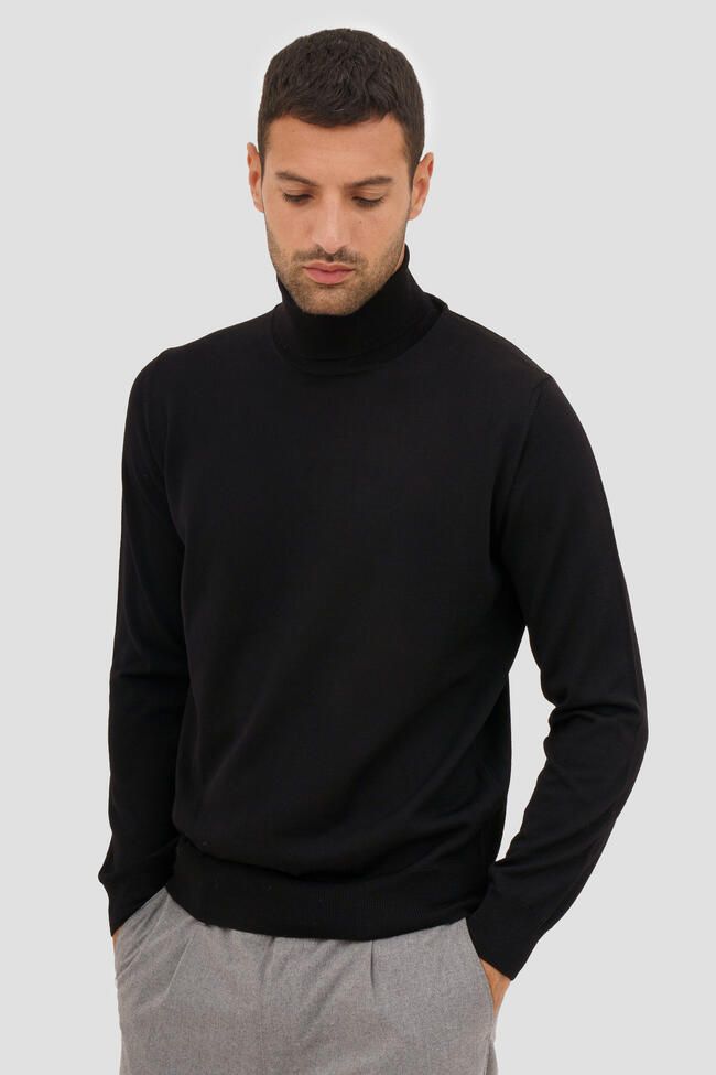 Ferrante | Pull en laine mérinos Col roulé - Noir