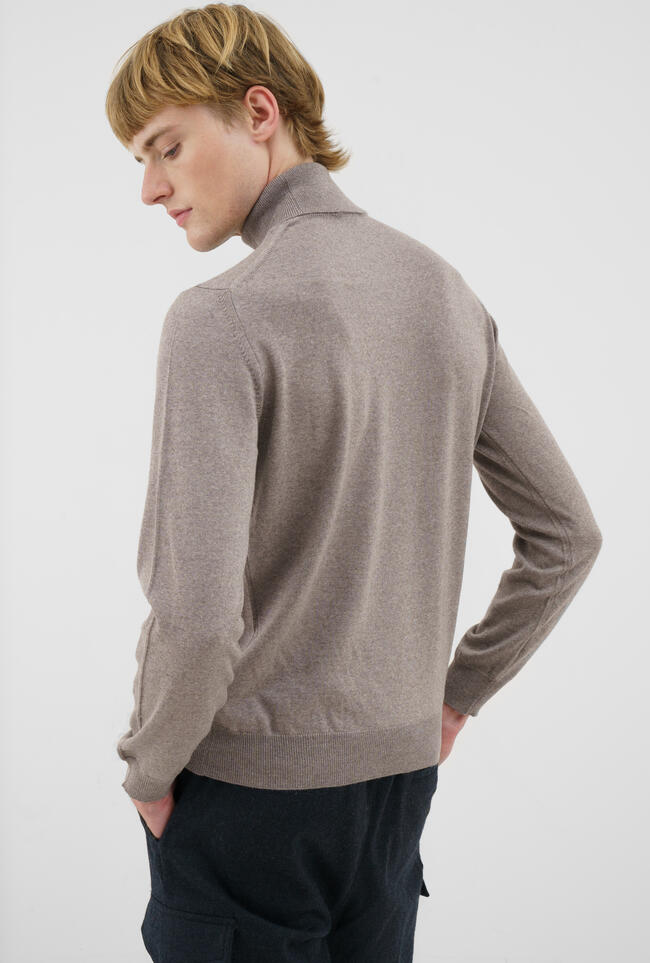 Ferrante | Pull en laine mérinos Col roulé - Beige