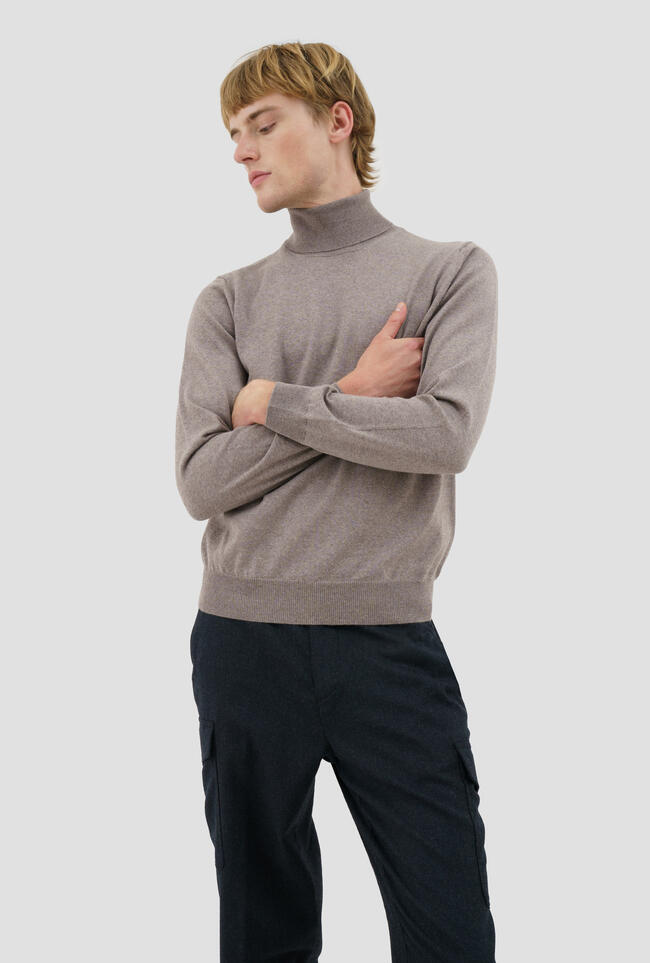 Ferrante | Pull en laine mérinos Col roulé - Beige