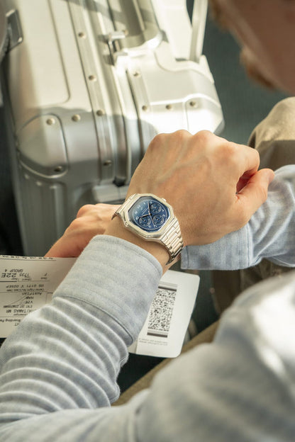 AV86 | Montre Chronographe ''1904'' 38 mm - Acier / Bleu