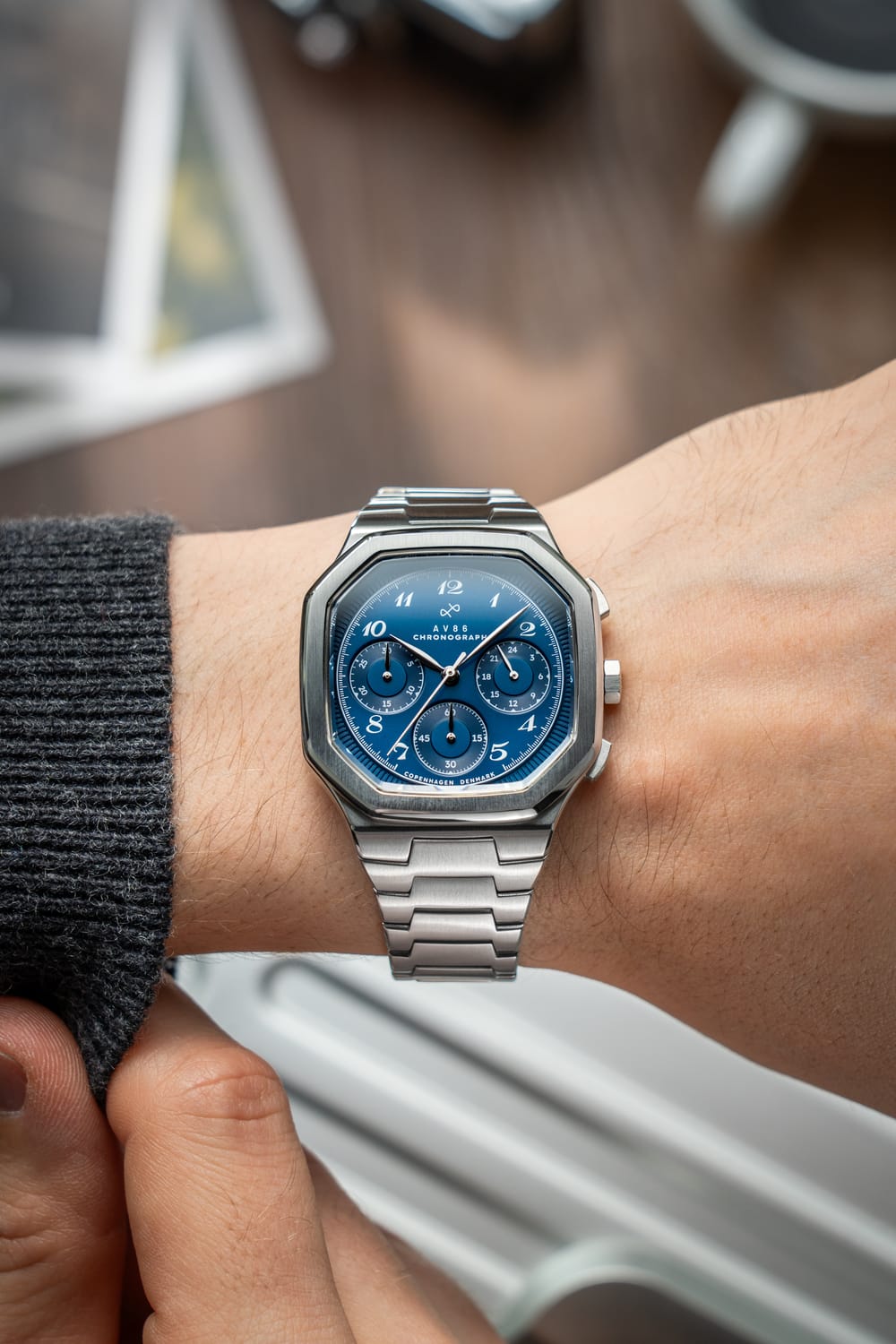 AV86 | Montre Chronographe ''1904'' 38 mm - Acier / Bleu