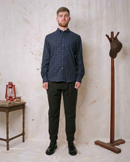 Outclass | Chemise classique en flanelle à carreaux - Bleu Marine