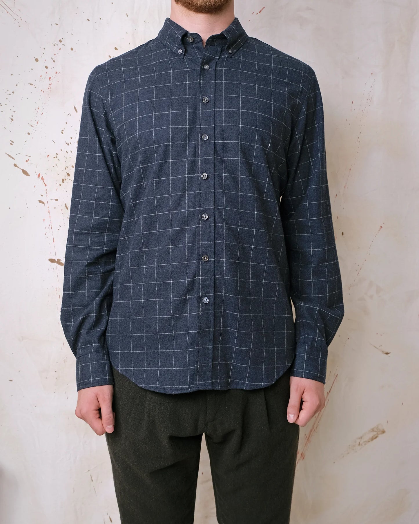 Outclass | Chemise classique en flanelle à carreaux - Bleu Marine