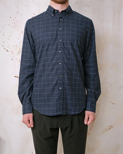 Outclass | Chemise classique en flanelle à carreaux - Bleu Marine