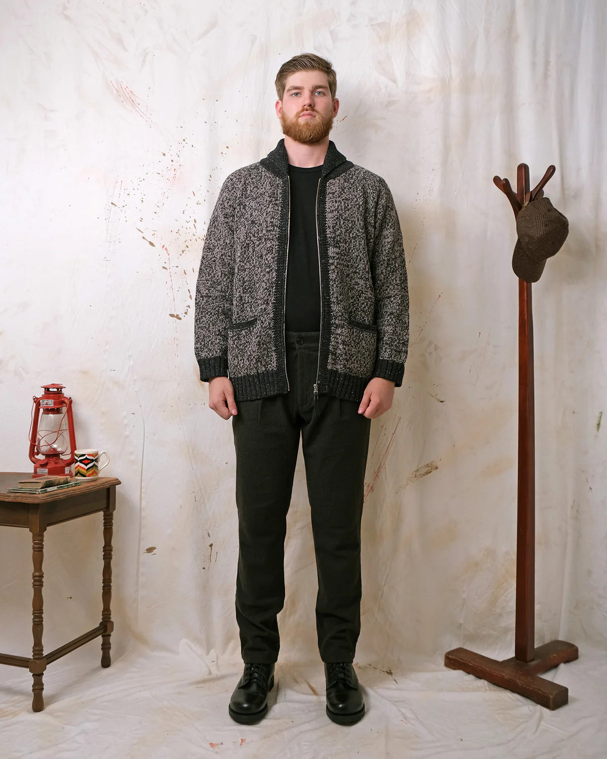 Outclass | Cardigan zippé ''Marl'' en laine d'alpaga et mérinos - Noir