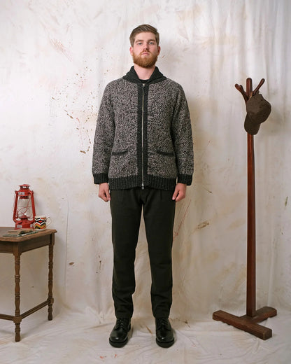 Outclass | Cardigan zippé ''Marl'' en laine d'alpaga et mérinos - Noir