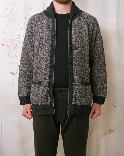 Outclass | Cardigan zippé ''Marl'' en laine d'alpaga et mérinos - Noir