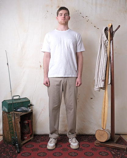 Outclass | T-shirt en cotton slub avec poche - Blanc