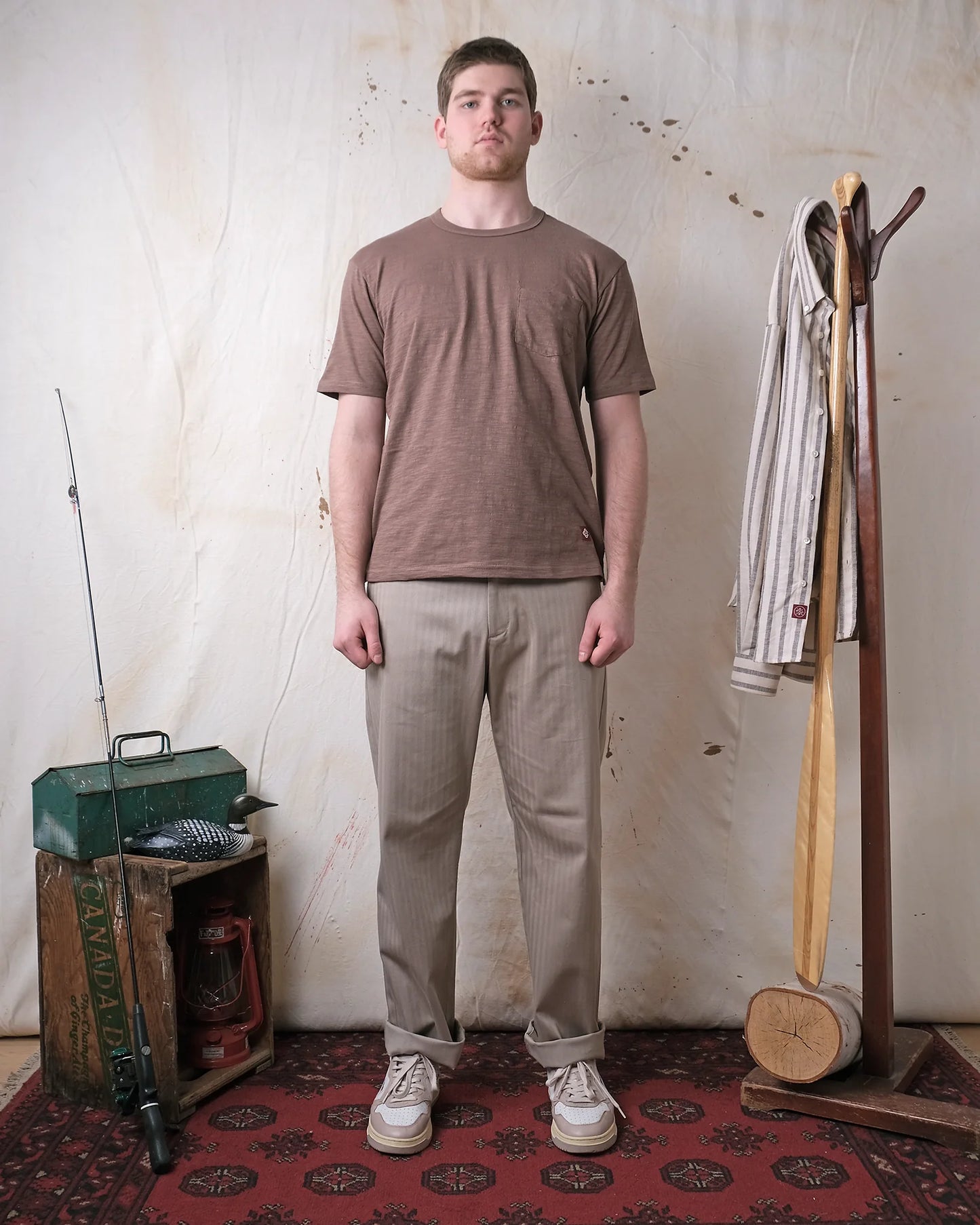 Outclass | T-shirt en cotton slub avec poche - Mocha