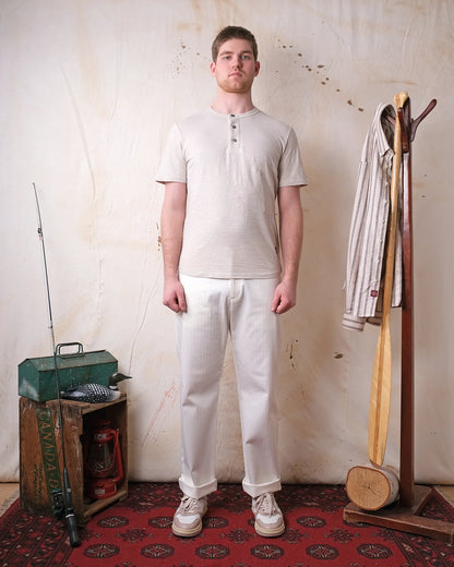 Outclass | T-shirt en cotton slub à col henley - Birch