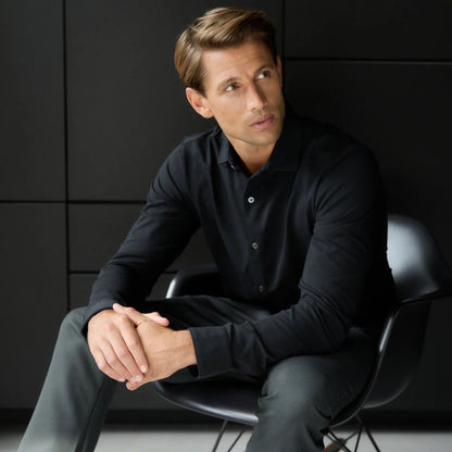 WAHTS | La chemise extensible en jersey ''Duke'' - Noir