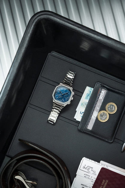 AV86 | Montre Chronographe ''1904'' 38 mm - Acier / Bleu