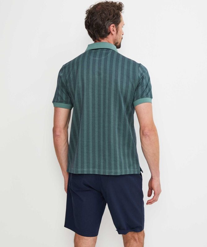Pal Zileri | Polo en jersey de coton Jacquard - Vert/Marine