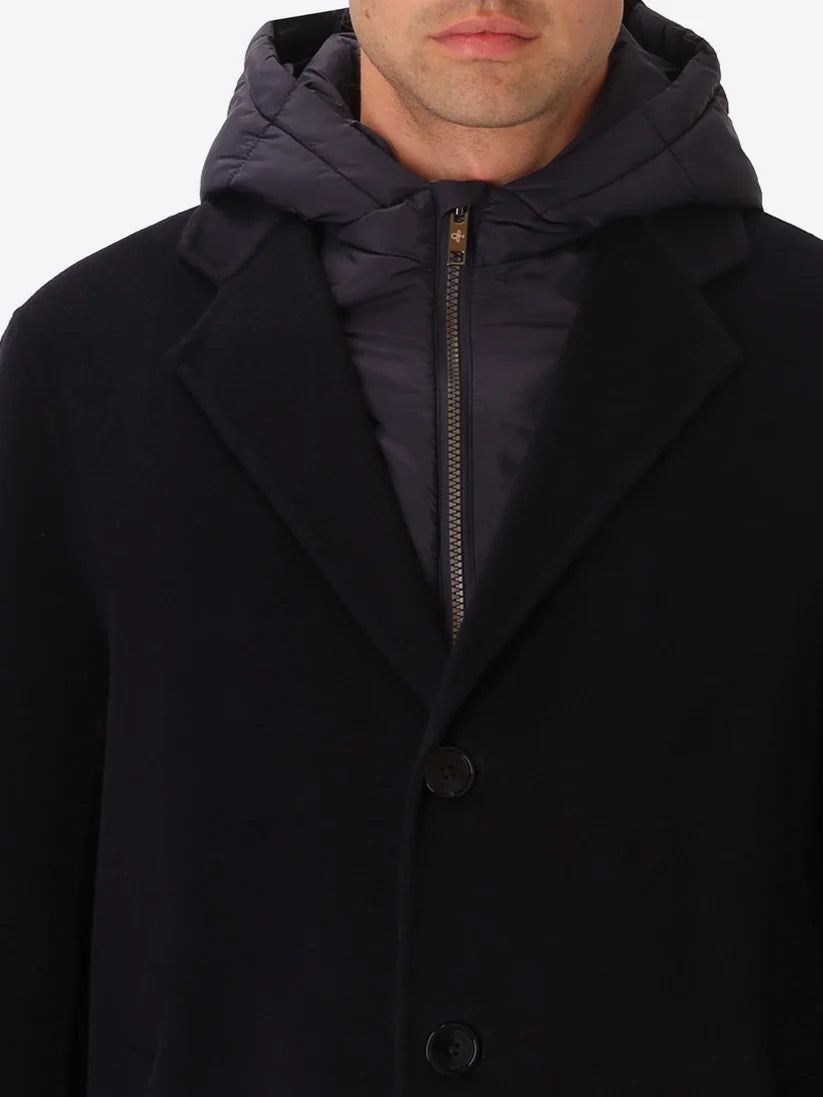 Distretto 12 | Manteau en laine bouillie avec bavette amovible  | Bleu
