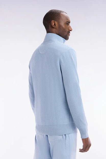 Eden Park | Pull demi-zip en coton - Bleu ciel