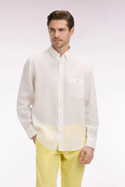 Eden Park | Chemise droite en lin blanc - Blanc