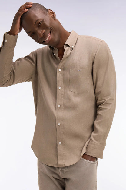 Eden Park | Chemise droite en lin blanc - Safari