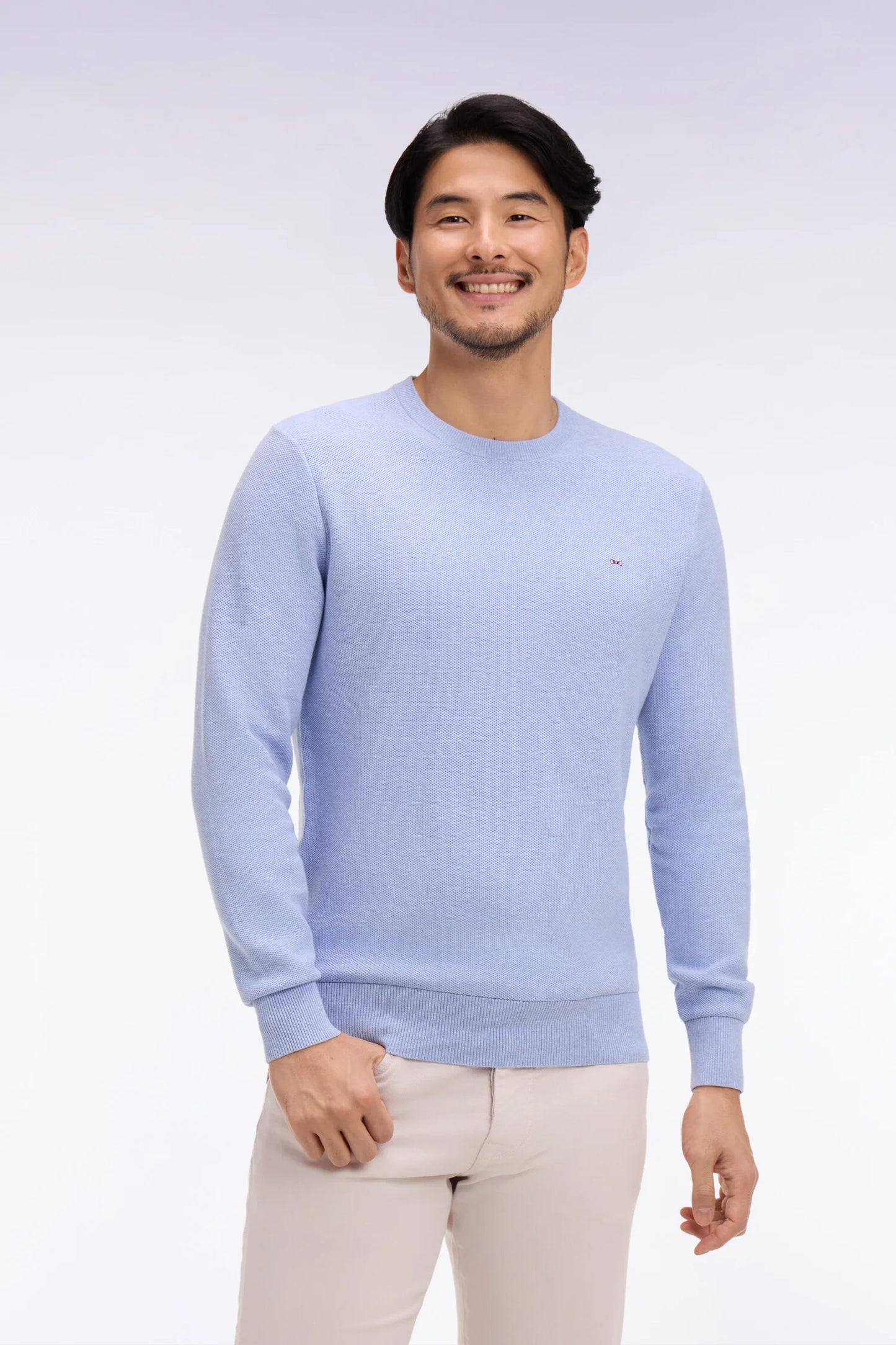 Eden Park | Pull col rond en coton - bleu clair