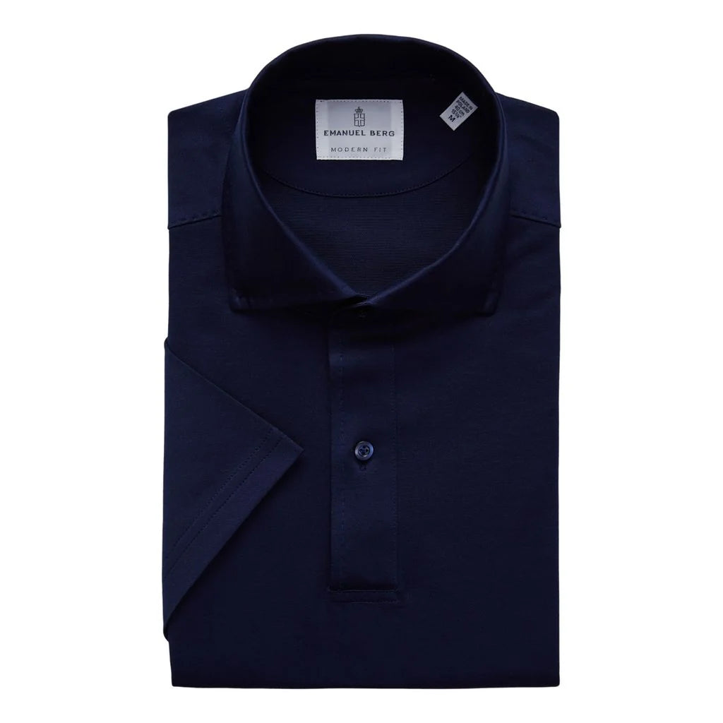 EMANUEL BERG |  Le polo en maille jacquard texturée - marine