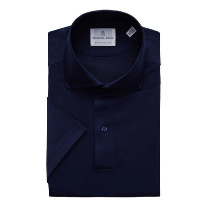 EMANUEL BERG |  Le polo en maille jacquard texturée - marine