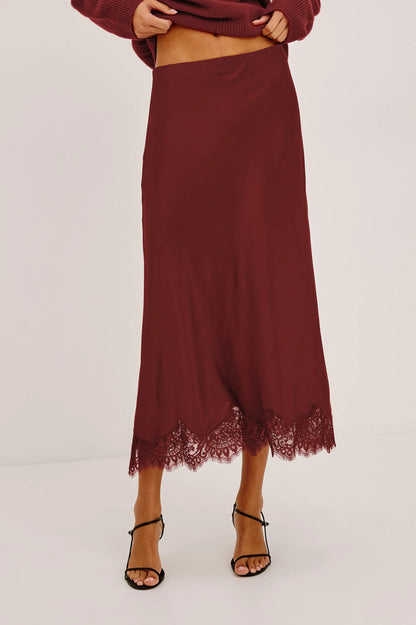 Rails | Jupe en satin "Ebony" - Cramoisi