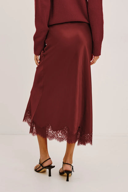 Rails | Jupe en satin "Ebony" - Cramoisi